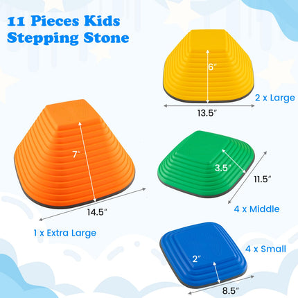 Costzon 6 Pcs Kids Stepping Stone, Non-Slip Toddler Balance Stones, Balance Blocks for Indoor/Outdoor Exercise