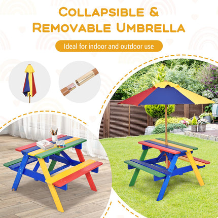 Costzon Kids Picnic Table with Removable & Foldable Umbrella
