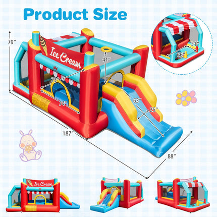 BOUNTECH Ice Cream Themed Inflatable Bounce House with Ball Pit