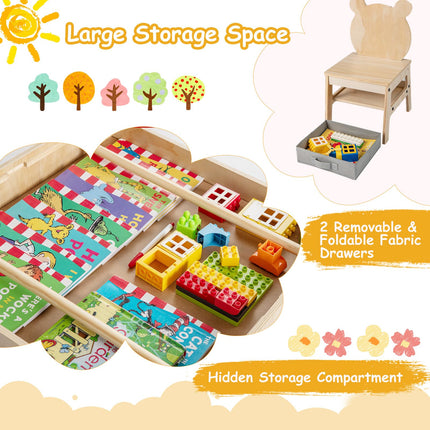 Costzon Kids Table and Chairs 4 in 1 Wooden Activity Desk Set (Bear Shape)