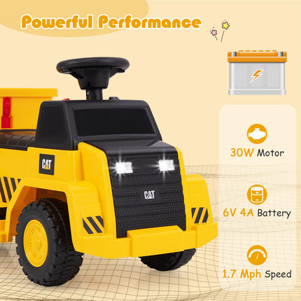 Costzon Ride on Dump Truck, 6V Licensed Caterpillar Ride on Construction Vehicle, Battery Powered Ride on Toy for Toddlers