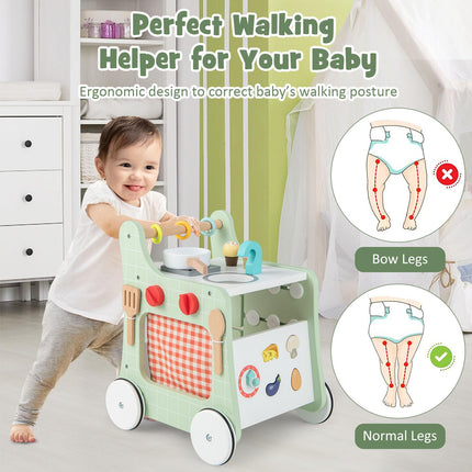 Costzon 6 in 1 Wooden Baby Walker Toddler Pretend Play Kitchen Playset
