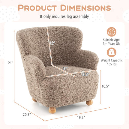 Comfy Kids Chair w/Solid Wooden Frame & Sherpa Fabric
