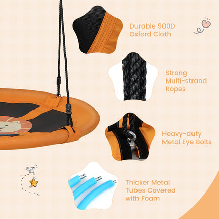 Costzon 40" Saucer Tree Swing for Kids, Flying Saucer Swing with 2 Carabiners, Adjustable Ropes, Waterproof 900D Oxford Cloth, Round Swing