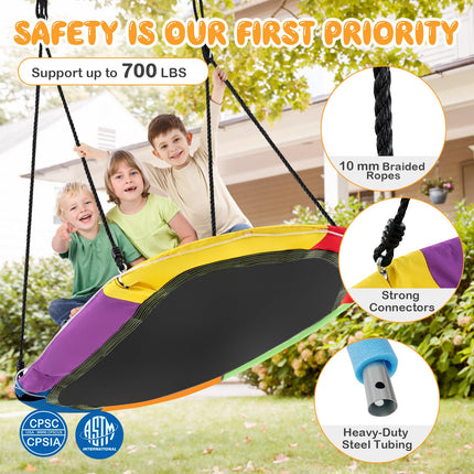 Costzon 700 lbs 60" Giant Platform Swing with Light, Tree Swing with Adjustable Hanging Ropes