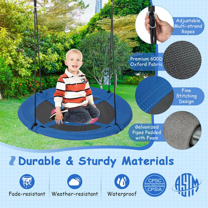 Costzon 40” Saucer Tree Swing for Kids, Flying Saucer Swing with Carabiners, Adjustable Hanging Ropes