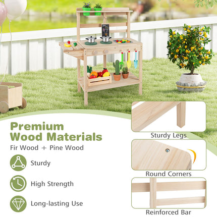 Costzon Mud Kitchen Solid Wood Potting Bench