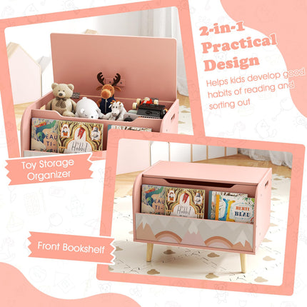 Costzon Kids Wooden Toy Box 4 Solid Wood Legs Flip-top Lid