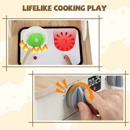 Costzon Corner Play Kitchen Wooden Toy Cooking Set