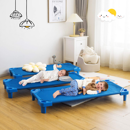 Costzon Daycare Cots for Kids, Pack of 6, 51” L x 22.5” W Stackable Nap Cots with Easy Lift Corners