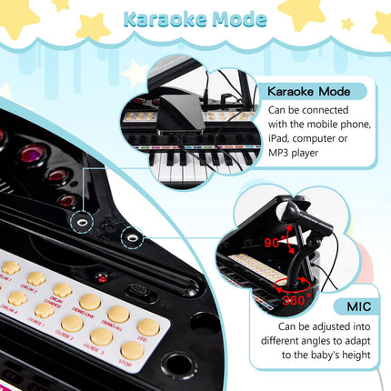 Costzon Kids Piano, 31 Key Mini Grand Piano Toy Keyboard with Microphone