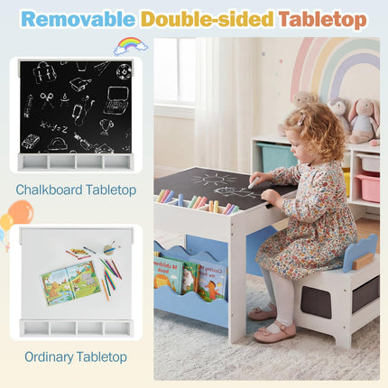 Costzon Kids Table and Chairs Wooden 4-in-1 Toddler Activity Desk Set