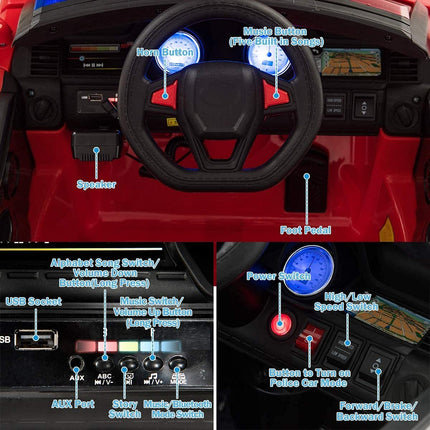 Costzon Ride on Car, 12V Fire Fighter SUV Vehicle w/Remote Control