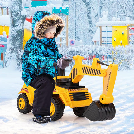 Costzon Ride On Excavator, Kids Construction Digger Truck, Foot-to-Floor Sliding Car Vehicle Toy w/Working Shovel