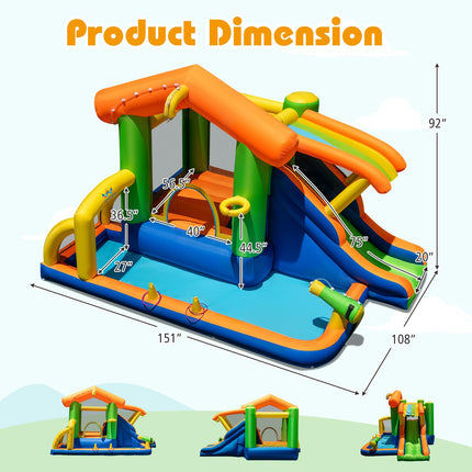BOUNTECH Inflatable Water Slide 8-in-1 Playhouse Bouncy Castle Water Slide