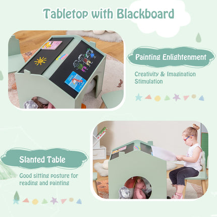 Costzon Kids Table and Chair Set 3 Pieces Wooden Table Set for Toddler