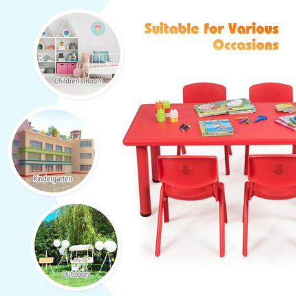 Costzon Kids Table and Chair Set, 4 Pcs Stackable Chairs