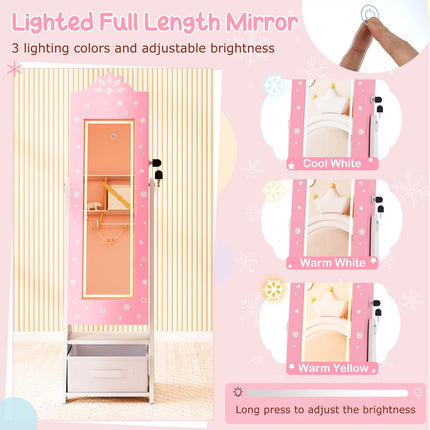 Costzon Children Dress Up Mirror Jewelry Cabinet for Little Girls