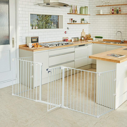 115 Inch Length 5 Panel Adjustable Wide Fireplace Fence - Costzon