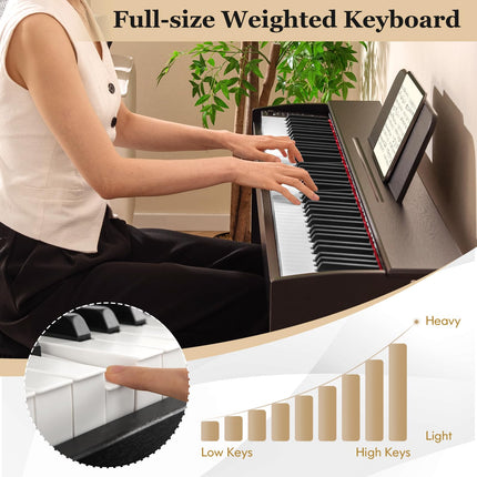 Costzon 88 Key Weighted Keyboard Digital Piano Hammer Action Electric Piano with Furniture Stand, Record and Replay
