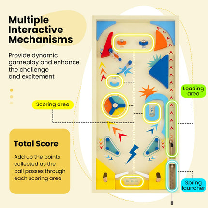 Costzon Wooden Pinball Machine Pinball for Hand-Eye Coordination