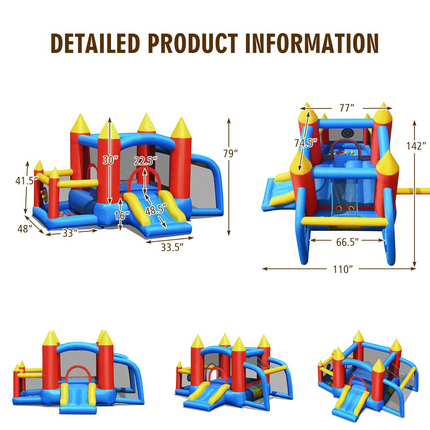 BOUNTECH Inflatable Bounce House, 6 in 1 Jump 'n Slide Bouncer w/ Large Jumping Area