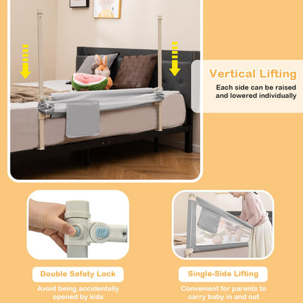 Costzon Bed Rail for Toddlers 1/2 Pack, 47'' Height Adjustable