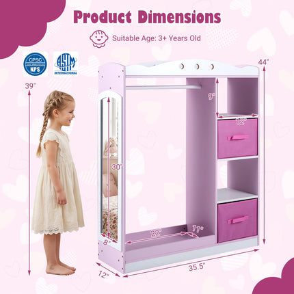 Costzon Kids Dress Up Storage with Full Length Mirror