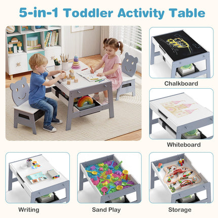 Costzon Kids Table and Chairs Multifunctional Art Desk Set (27.5” x 24” x 18”)