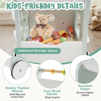 Costzon 2-in-1 Wooden Baby Walker Montessori Activity Center w/Storage