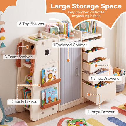 Costzon Dinosaur-Shaped Toy Storage Organizer Toddler Toy and Book Storage Cabinet