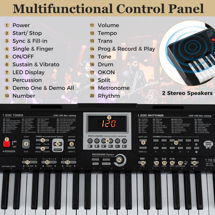 Costzon 61 Key Keyboard Piano Electric Digital Piano Keyboard