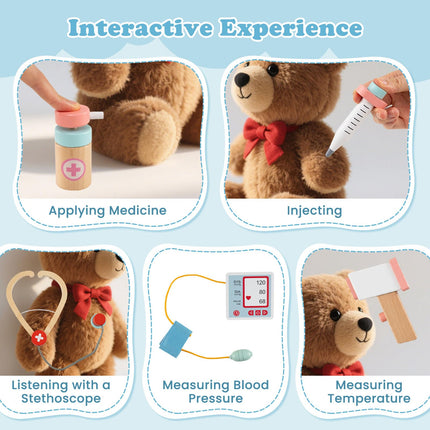 Costzon 2 in 1 Wooden Doctor Playset Role Play Medical Toy w/24 Medical Accessories
