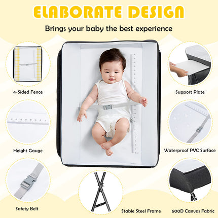 Costzon Portable Baby Changing Table, Height Adjustable Mobile Nursery Station with Waterproof Surface
