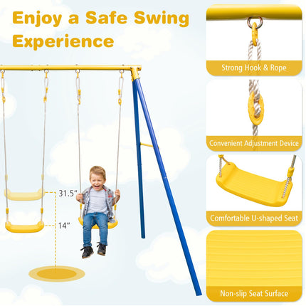 Costzon 440 lbs Swing Set for Backyard, 2-in-1 Heavy Duty Extra Large Metal Swing Frame