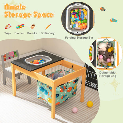 Costzon Sensory Table, 3-in-1 Wooden Sand and Water Table with Foldable Bin