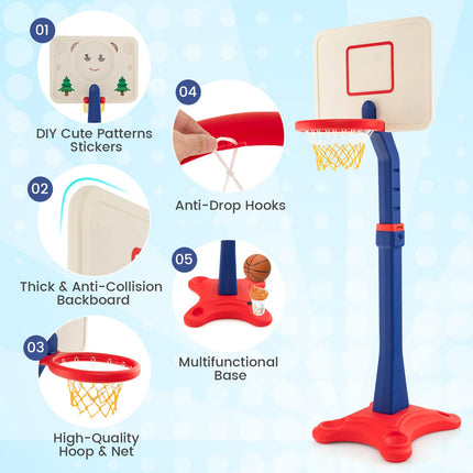 Costzon Kids Basketball Hoop, Adjustable Height Basketball Goal Stand