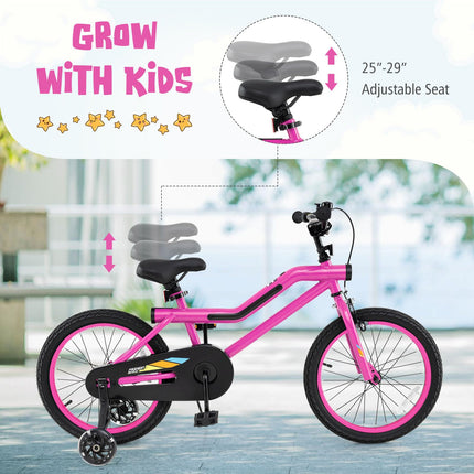 BABY JOY Lighted Kids Bike, 16 18 Inch Children Bicycle with 7-Mode LED Lighted Frame