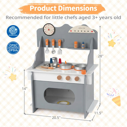 Costzon Kids Kitchen Playset | Toddler Wooden Pretend Play Toy w/Water Faucet