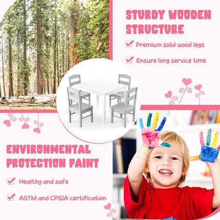 Costzon Kids Table and Chair Set 5 Piece Wood Activity & Chairs for Arts