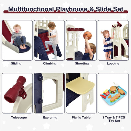 Costzon Kids Playhouse and Slide Set