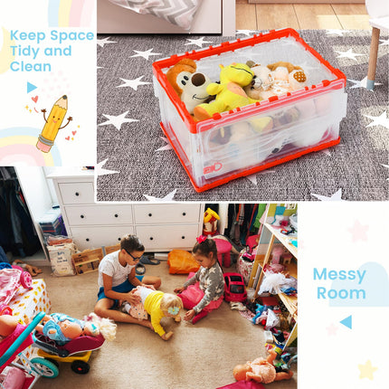 Costzon 4 Pack Toy Storage Organizers, Clear Collapsible Toy Container Bins with Lids