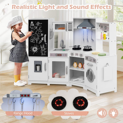 Corner Wooden Play Kitchen with Lights & Sounds