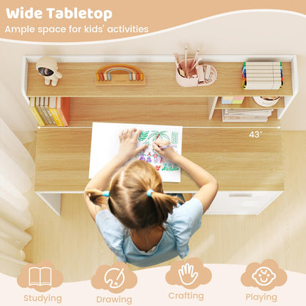 Costzon Kids Desk and Chair Set Wooden Student Writing Desk Set