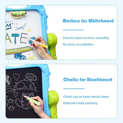 Costzon Art Easel for Kids, Height Adjustable 360 Rotate Double Sided Standing Art Drawing Board w/Chalkboard & Whiteboard