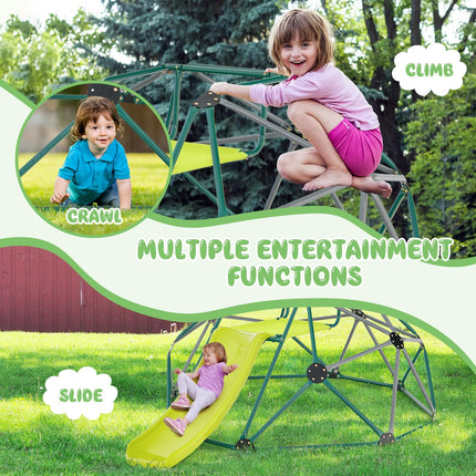 Costzon Climbing Dome, 2 in 1 Outdoor Jungle Gym Monkey Bar Climbing Toys, 8FT Geometric Dome Climber Playground Set