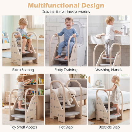 Costzon Toddler Step Stool for Bathroom Sink Adjustable 3-Step Helper Stool