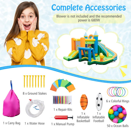 BOUNTECH Inflatable Water Slide, 9 in 1 Kids Water Park Bounce House Combo for Outdoor Fun w/Splash Pool