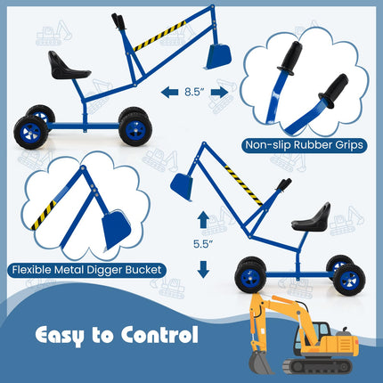 Costzon Sand Digger Excavator for Kids Outdoor Ride-on Digging Toy with 360° Rotable Seat
