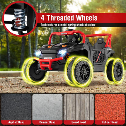 Costzon Kids UTV, 12V Battery Powered Electric Off-Road Car w/Remote Control, Sounds, Wireless Connection